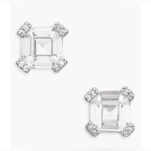 kate spade asscher cut crystal stud earrings